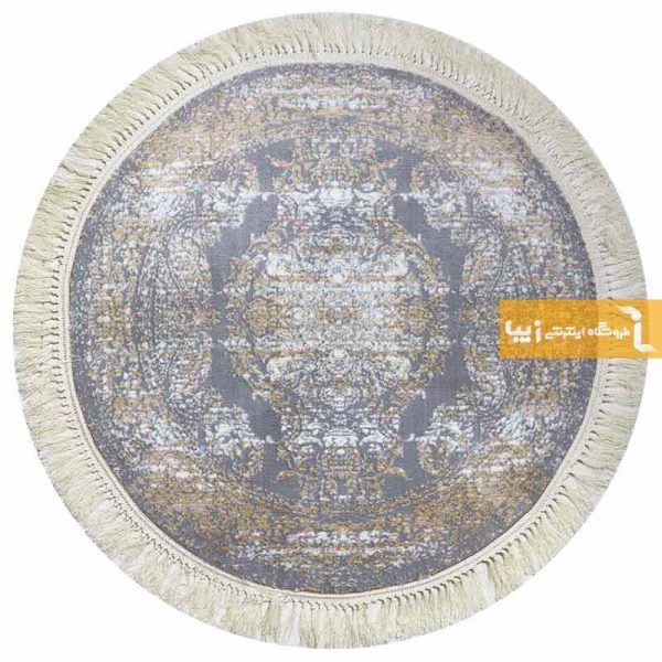فرش گرد طوسی طرح رویال9