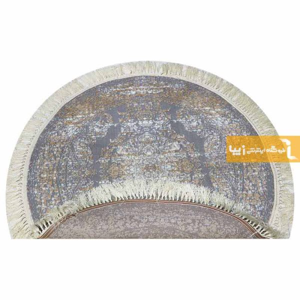 فرش گرد طوسی طرح رویال2