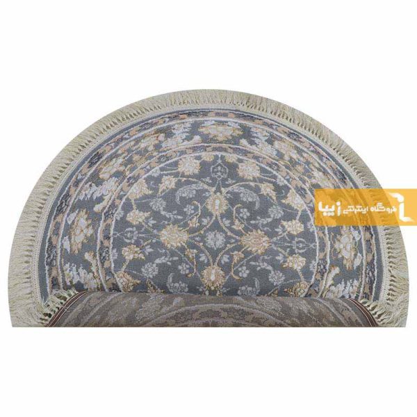 فرش گرد طوسی طرح زنبق12