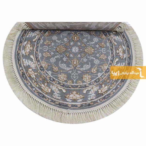 فرش گرد طوسی طرح زنبق6