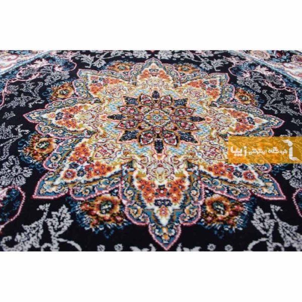 فرش گرد سرمه ای طرح هیوا2