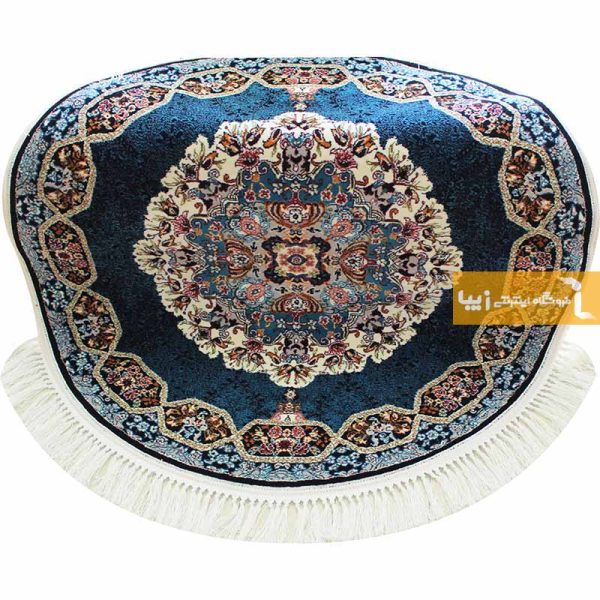 فرش گرد سرمه ای طرح هالیدی2