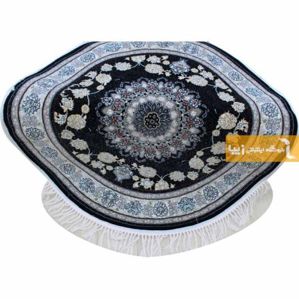 فرش گرد سرمه ای طرح اصفهان3