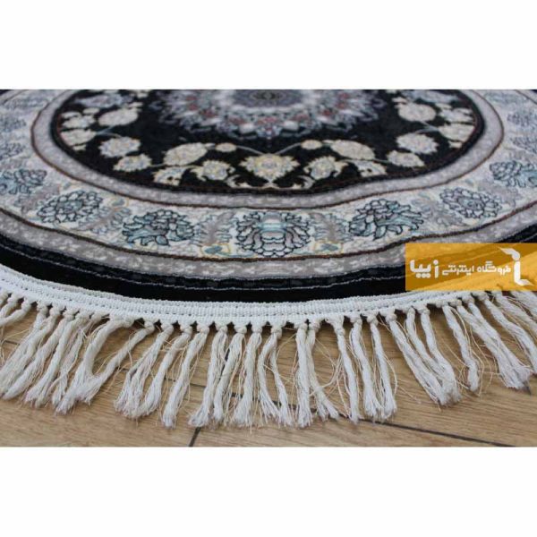 فرش گرد سرمه ای طرح اصفهان2