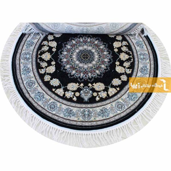 فرش گرد سرمه ای طرح اصفهان12