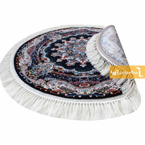 فرش گرد سرمه ای طرح نیلا2