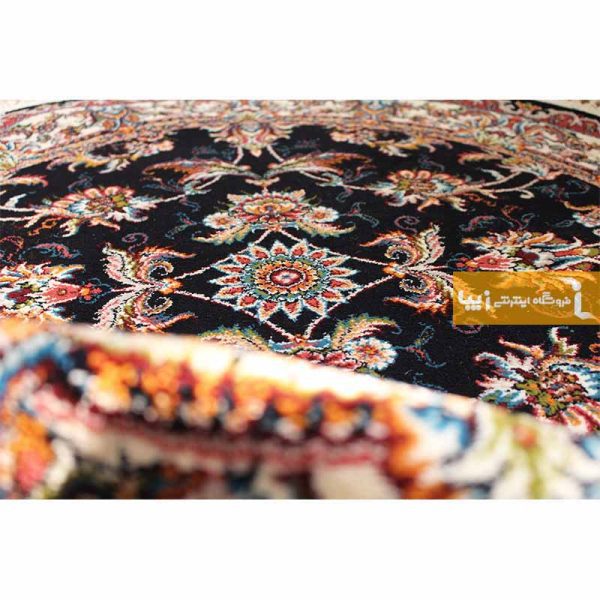 فرش گرد سرمه ای طرح صبا5