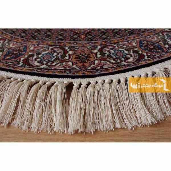 فرش گرد سرمه ای طرح ریزماهی6