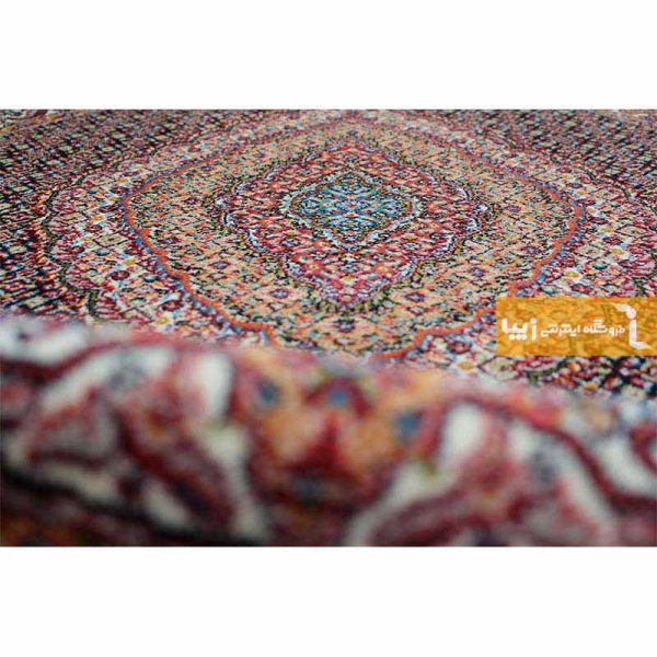 فرش گرد سرمه ای طرح ریزماهی4