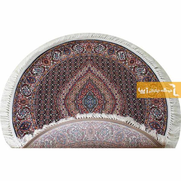 فرش گرد سرمه ای طرح ریزماهی2