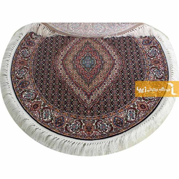 فرش گرد سرمه ای طرح ریزماهی13
