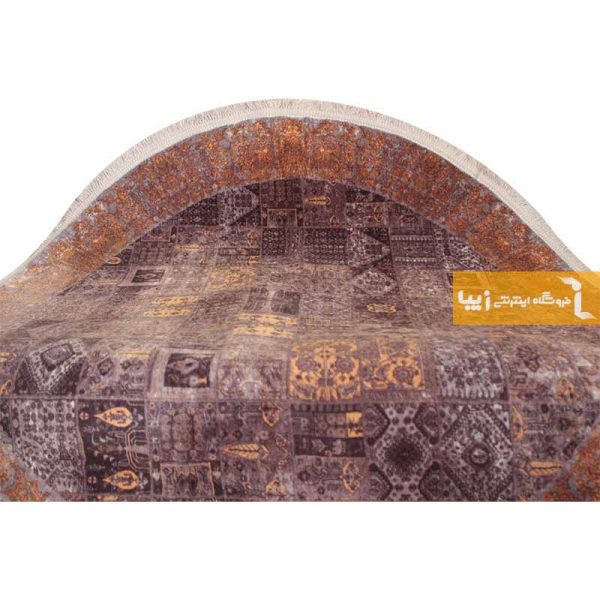 فرش گرد قهوه ای طرج الکساندریت2