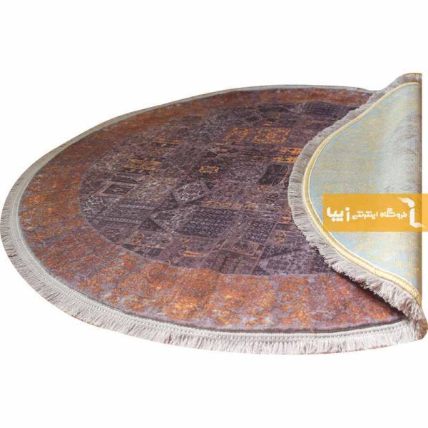 فرش گرد قهوه ای طرج الکساندریت12
