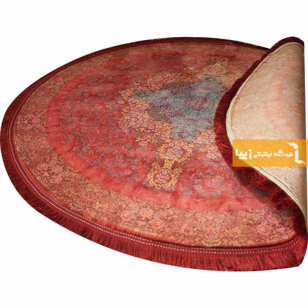 فرش گرد قرمز طرح کارنلین5