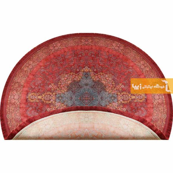 فرش گرد قرمز طرح کارنلین4