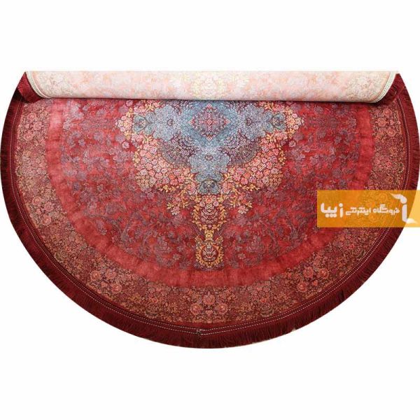 فرش گرد قرمز طرح کارنلین2
