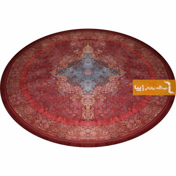 فرش گرد قرمز طرح کارنلین12