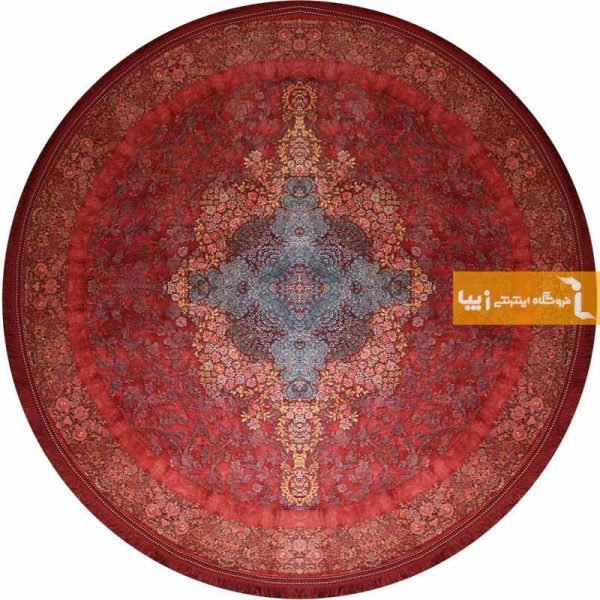 فرش گرد قرمز طرح کارنلین11