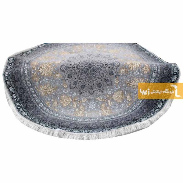 فرش گرد نقره ای طرح شاهسوند7