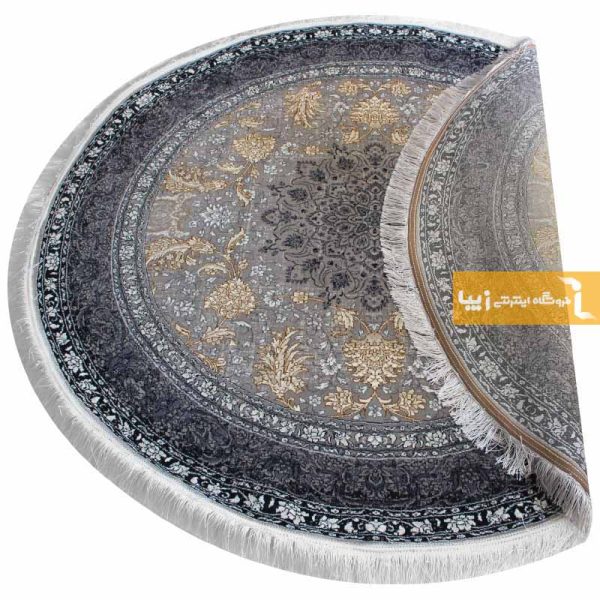 فرش گرد نقره ای طرح شاهسوند5