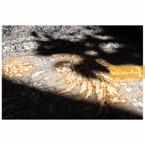 فرش گرد نقره ای طرح شاهسوند3