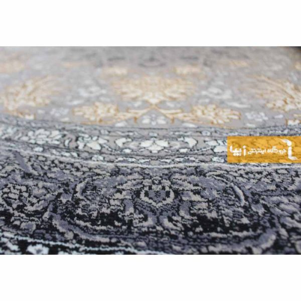 فرش گرد نقره ای طرح شاهسوند2