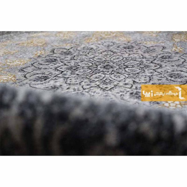 فرش گرد نقره ای طرح شاهکار4