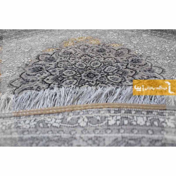 فرش گرد نقره ای طرح شاهکار2