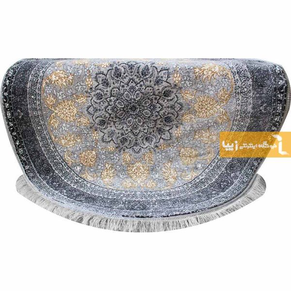 فرش گرد نقره ای طرح شاهکار11