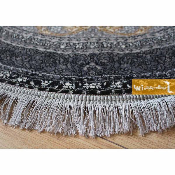 فرش گرد نقره ای طرح شاهکار10