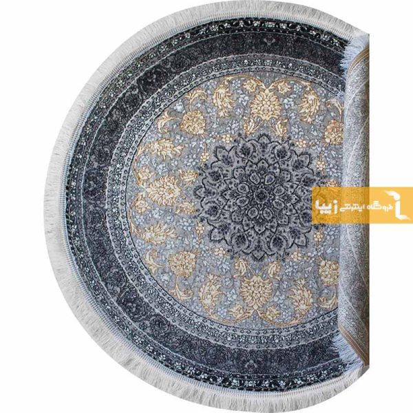 فرش گرد نقره ای طرح شاهکار9