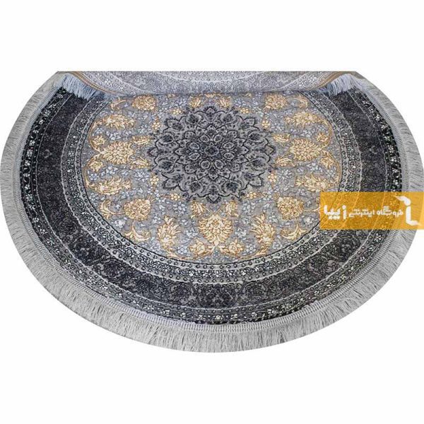 فرش گرد نقره ای طرح شاهکار8