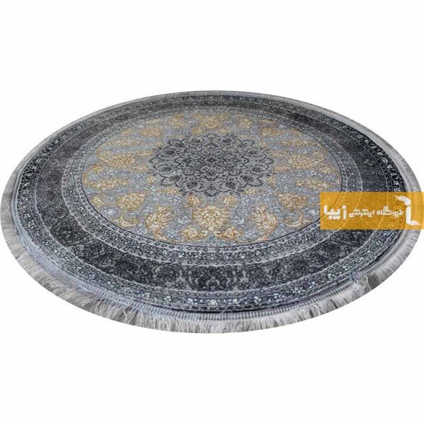 فرش گرد نقره ای طرح شاهکار7