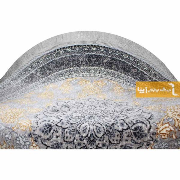 فرش گرد نقره ای طرح شاهکار6
