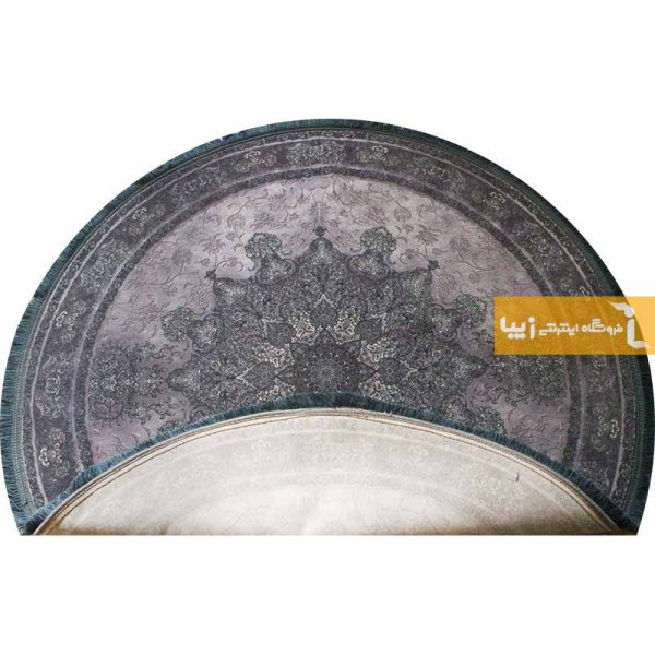 فرش گرد طوسی طرح تورمالین2