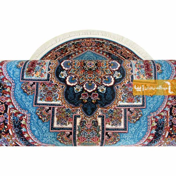 فرش بیضی آبی طرح آبی10