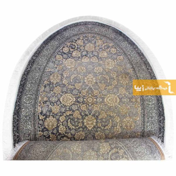 فرش بیضی ذغالی طرح شاهگل7