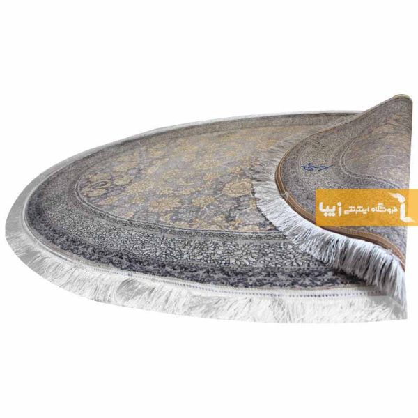 فرش بیضی ذغالی طرح شاهگل2