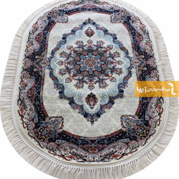 فرش بیضی کرم طرح نیلا4