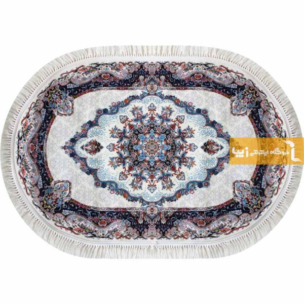 فرش بیضی کرم طرح نیلا3