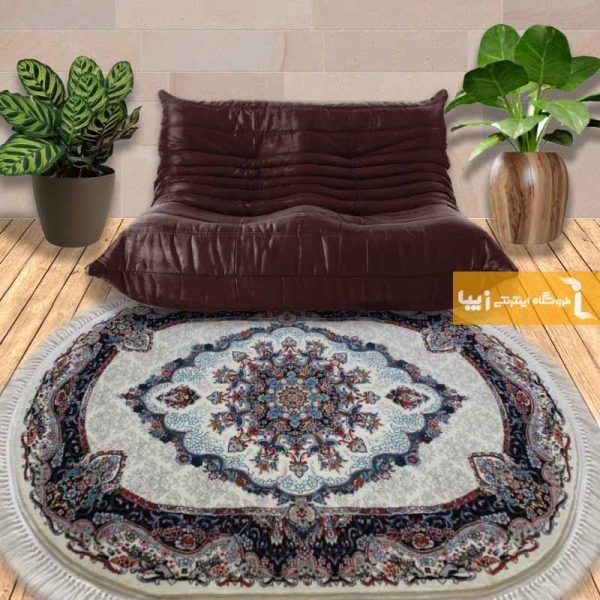 فرش بیضی کرم طرح نیلا1