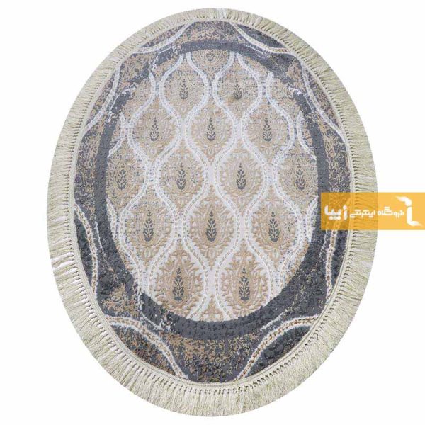 فرش بیضی کرم طرح گندم12