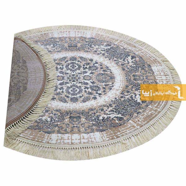 فرش بیضی کرم طرح گلشن5
