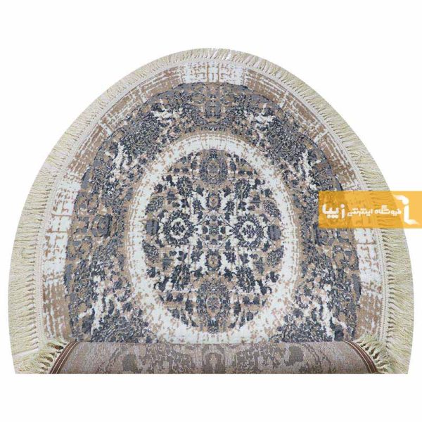 فرش بیضی کرم طرح گلشن2