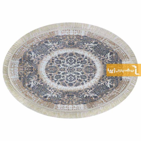 فرش بیضی کرم طرح گلشن11