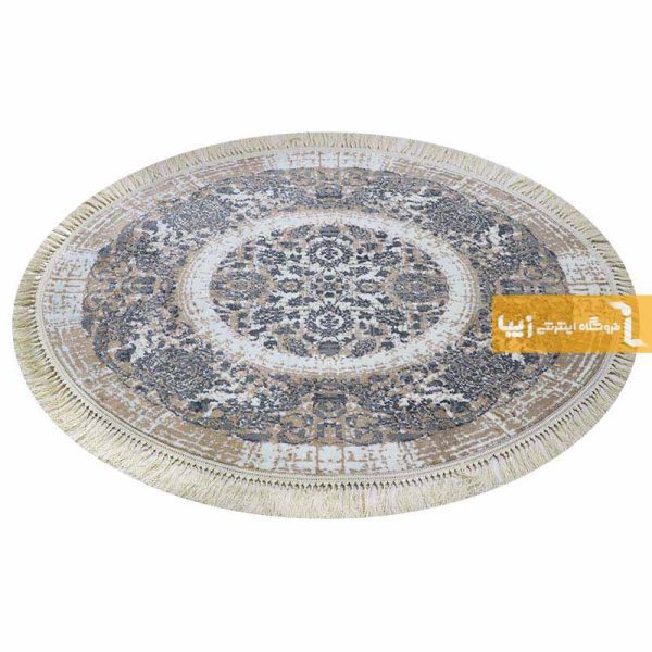 فرش بیضی کرم طرح گلشن10