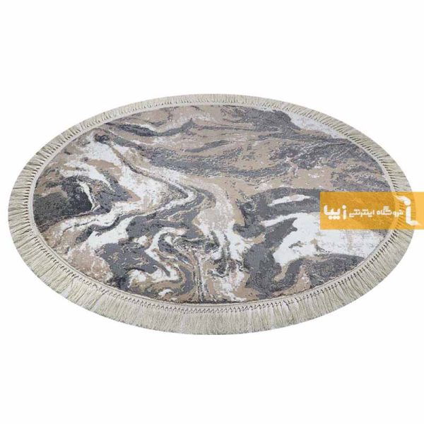 فرش بیضی کرم طرح کویر2