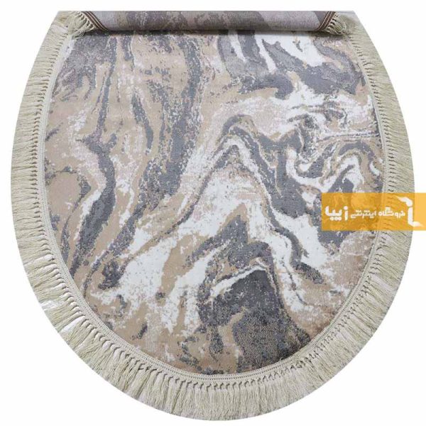 فرش بیضی کرم طرح کویر5
