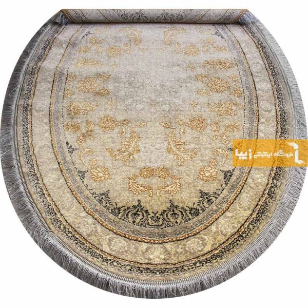 فرش بیضی کرم طرح شاهکار6