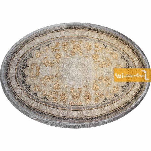 فرش بیضی کرم طرح شاهکار3